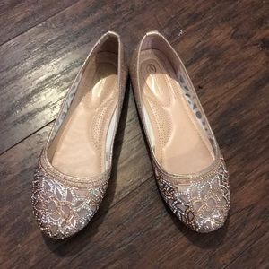 Sparkly champagne flats